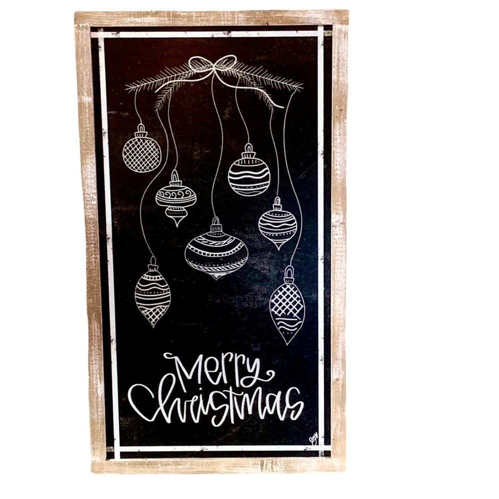 Christmas Farmhouse Large Natural Wood Frame Wall Decor 36” x 20”